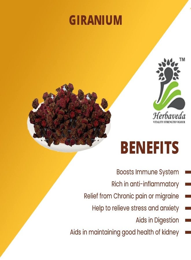 LEANBEING Herbaveda- Geranium flower dried 50g | Relieves stress | Good for skin | betters digestion - Image 2
